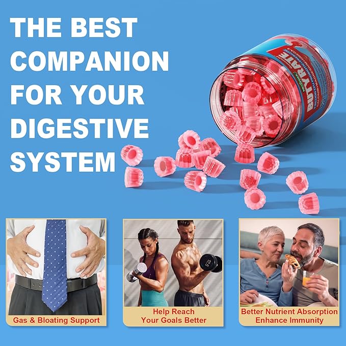 Butyrate Gummies with Probiotic + Prebiotic + Postbiotic, Omega-3 500mg,Fiber with 9 Billion CFU Probiotics, Calcium & Magnesium, Inulin,Psyllium Husk for Digestive Health,Bloating Support,Sugar Free