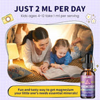 Kids Magnesium Liquid Drops-Magnesium Glycinate Liquid for Kids Supplement-w/L-theanine, Omega-3, Vitamin B6, D3 - for Sleep, Relaxation, Brain, Bones - Peach Flavor, 4 Fl Oz