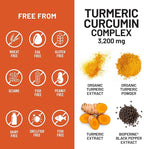 NatureWise Turmeric Curcumin Complex 3200 mg with BioPerine for Absorption - Turmeric Curcumin Supplement for Antioxidant Support - Non-GMO, Vegan, USA Manufactured - 90 Capsules[30-Day Supply]