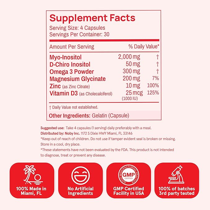 Peach Perfect Inositol Multivitamin – Myo-Inositol & D-Chiro 40:1 Blend, Omega-3, Vitamin D3, Magnesium, Zinc – Supports Women’s Health, Mood, Energy, Supplement – 30 SVG