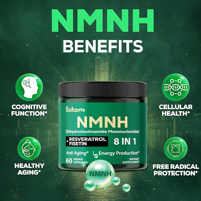 Satoomi 8in1 NMNH - NMN Supplement Alternative - NAD Supplement to Support NAD Levels Added Fisetin, Resveratrol, Quercetin, Turmeric, Berberine, Vitamin D3 & C - 60 Count for 30 Days