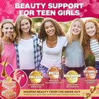 Methylated Multivitamin Gummies for Teen Girls 12-17, Methylfolate, Iron, Collagen, D3 K2, Magnesium, Zinc, Daily Vitamins A C E, B Complex for Teenager Growth, Skin, Bone, Energy - Sugar Free, 60 Cts