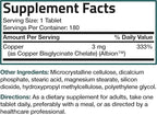 Bronson Copper Glycinate 3mg Chelated Superior Absorption Non-GMO, 180 Vegetarian Tablets