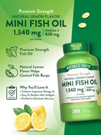 Nature's Truth Fish Oil Omega 3 | 1340 mg | 200 Mini Softgels | Burpless Lemon Flavor Pills | Non-GMO & Gluten Free Supplement