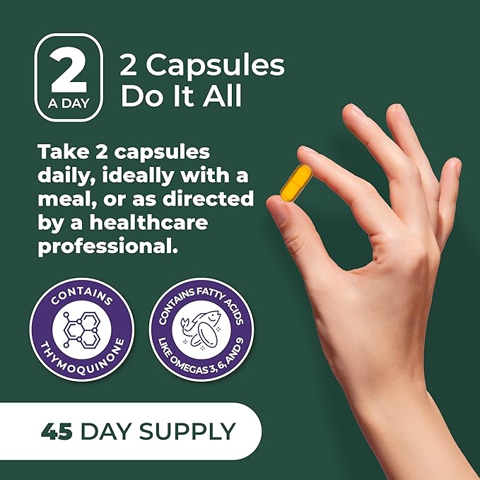 Black Seed Oil 1000mg per Serving. Non-GMO & Vegetarian Black Seed Oil Capsules 45 Day Serving. Organic Cold Pressed Black Cumin Seed. Nigella Sativa Seeds. USA Made Supplement for Men & Women