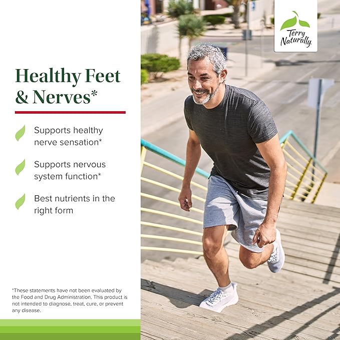 Terry Naturally Healthy Feet & Nerves - Herbal Supplement with Bioactive Vitamin B12 - Circulation & Nerve Health Support Supplement - Vegan Capsules with Boswellia Serrata - 60 Capsules