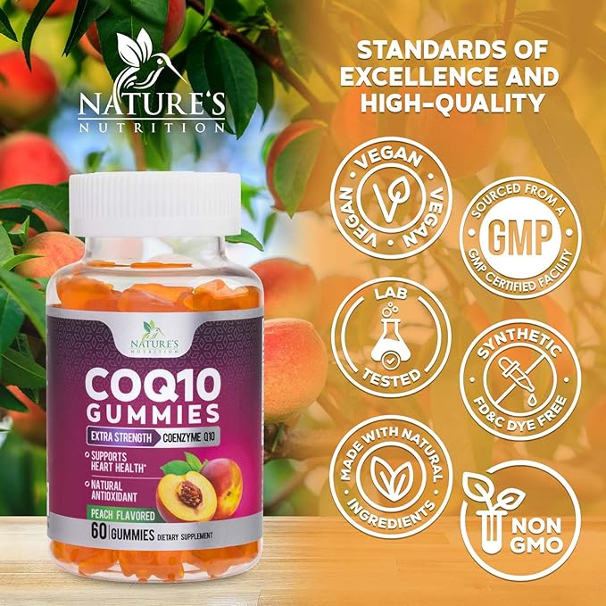CoQ10 Gummies 100mg Per Serving - 3X Strength, High Absorption, Antioxidant Supplement for Heart Health Support & Energy Production, Ultra Coenzyme Q10 Vitamins, Coq 10 Supplements - 60 Gummies