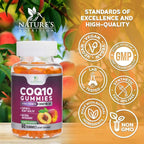 CoQ10 Gummies 100mg Per Serving - 3X Strength, High Absorption, Antioxidant Supplement for Heart Health Support & Energy Production, Ultra Coenzyme Q10 Vitamins, Coq 10 Supplements - 60 Gummies