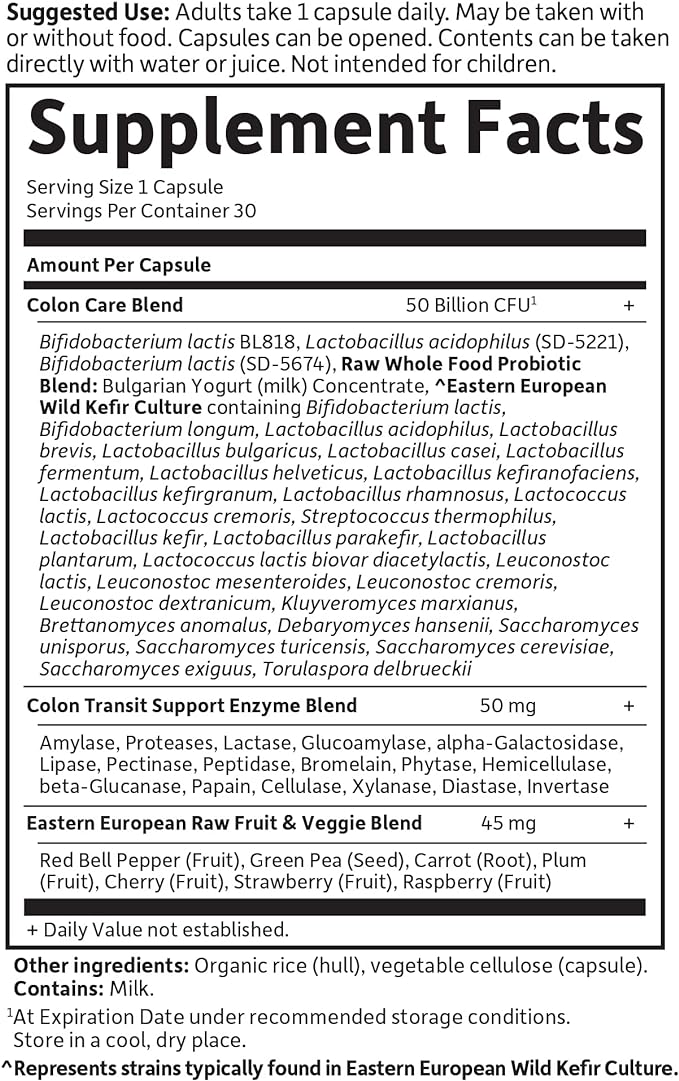 Garden of Life Probiotics for Women & Men-Raw Probiotics Colon Care 50 Billion CFU and Enzymes, Shelf Stable Once Daily Acidophilus Probiotic for Regularity & Immune Health, 30 Capsules(Pack of 6)