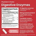 Digestive Enzymes - Multi Enzymes, Organic Prebiotics & Probiotics for Digestive Health & Gut Health - Meal Time Discomfort Relief & Bloating - Dual Action Approach - 60 CT