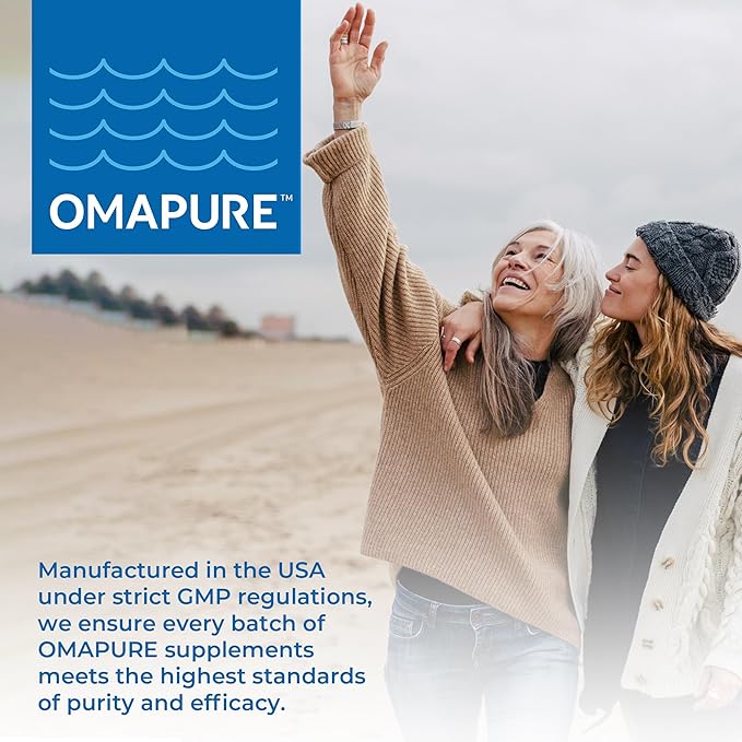OMAPURE Fish Oil Supplements with Omega 3 Fatty Acids (1 Bottle, 120 Softgels) - High EPA, DHA, & IFOS Fish Oil Pills Support Heart & Joint Health - Burpless Fish Oil Promotes Brain Function