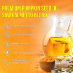FreshDrinkUS, 330 Premium Pumpkin Seed Oil Softgels with Saw Palmetto, 3000mg Per Serving, Cold Pressed, Pure Virgin Oil, Great Hair Support, Non-GMO, Gluten-Free.