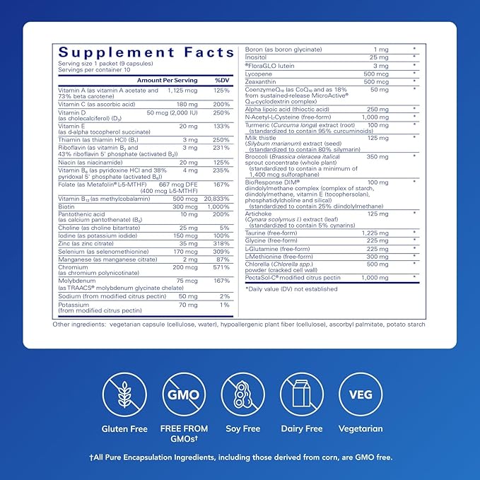 Pure Encapsulations UltraDetox 10-Day Pure Pack Providing Core Nutrients, Broccoli, Taurine, NAC, DIM, Modified Citrus Pectin and Chlorella | 10 Packets