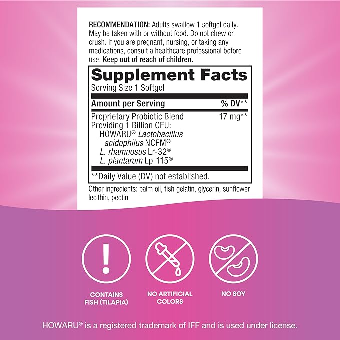 Nature's Way Women's Probiotic Pearls, Supports Vaginal and Digestive Health*, 1 Billion Live Cultures, Protects Against Occasional Bloating & Constipation*, Easy-to-Swallow Softgels, 90 Count