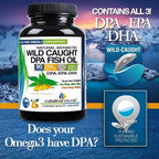 Fish Oil Omega-3 Supplement – Wild Caught DPA EPA DHA – 2900 mg Triple Strength – Burp-Free Softgels – 90 Count