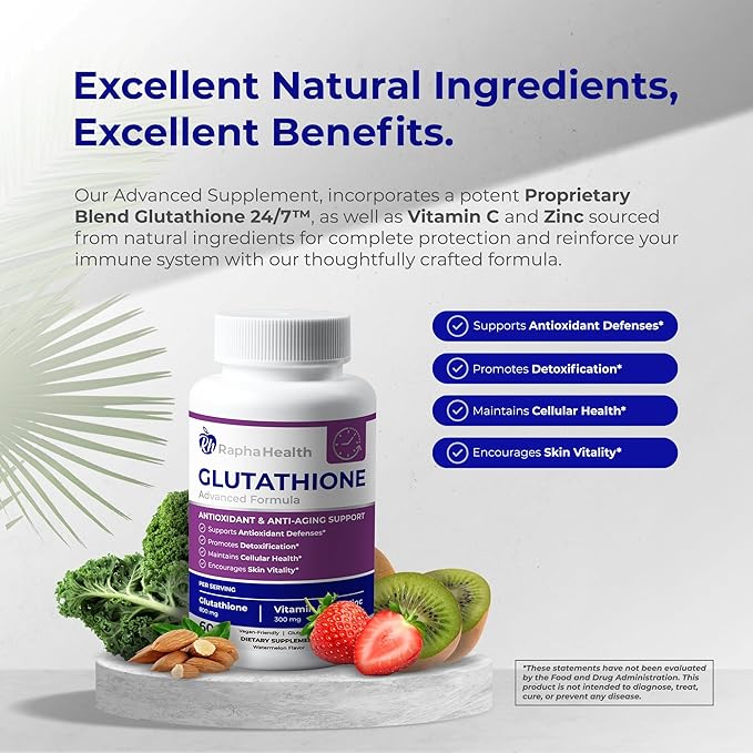Twin Pack Glutathione Enhanced with Vitamin C & Zinc | Advanced Antioxidant & Immune Support | Detox & Skin Health Formula | 120 Tablets - Two (2) Month Supply