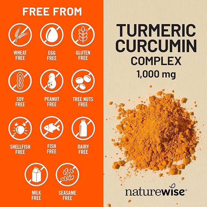 NatureWise Extra Strength Turmeric Curcumin 1000mg with Hydro-Soluble Technology for Ultra Absorption - 400mg Curcuminoids for Immune Support - Vegan, Non-GMO, 60 Capsules[30-Day Supply]