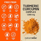 NatureWise Extra Strength Turmeric Curcumin 1000mg with Hydro-Soluble Technology for Ultra Absorption - 400mg Curcuminoids for Immune Support - Vegan, Non-GMO, 60 Capsules[30-Day Supply]