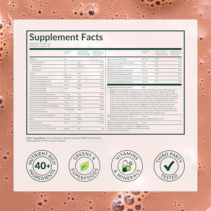 Beam Kids Multivitamin Powder – Kids Vitamins with Greens, Probiotic & Prebiotic, Immune Support for Children & Toddlers, No Artificial Sweeteners, for Picky Eaters, 20 Servings, Variety Pack