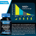 WELLNESS LABSRX Liposomal NAD Supplement, 1500mg - USA Made, NAD Resveratrol Supplement for Women and Men, NAD+ Support Cellular Health, Energy & Anti Aging - 90 Count