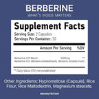Berberine Supplement 1200mg HCI - 60 Capsules, 3rd Party Lab Tested, Non-GMO, GMP Certified - Supports Metabolic Health & Overall Wellness