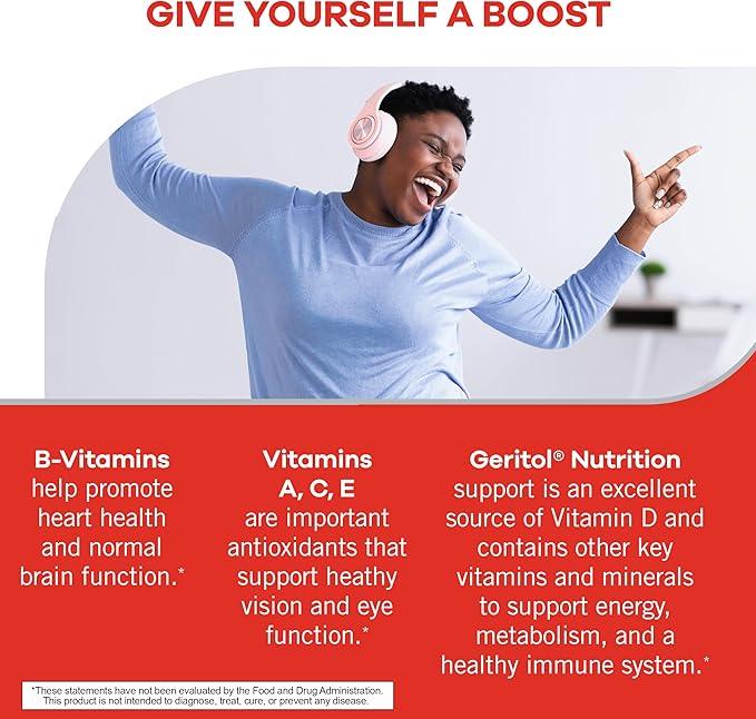 Geritol, Multivitamin Supplement, Contains B-Vitamins, Antioxidants, Vitamins C, E & D and Iron, 27 Essential Vitamins and Minerals, Gluten-Free, Non-GMO, No Artificial Sweeteners, 100 Tablets, 2 Pack