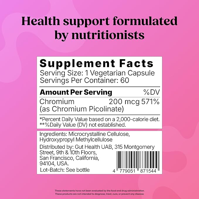 ColonBroom Chromium Picolinate 200mcg - Colon Broom Anti Sugar Craving Suppressant - 60 Capsules, Vegan, Gluten Free, Non-GMO