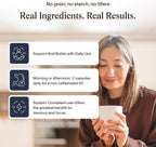 Real Mushrooms Lion’s Mane Focus Capsules (90 Count) – Organic Lions Mane Fruiting Body Extracts with 200mg Alpha GPC Choline for Mental Clarity & Daily Cognitive Function