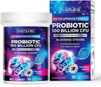 Built by Nature 100 Billion CFU Probiotic – 16 Strains + Prebiotics – Immune & Digestive Support – for Women & Men – Delayed Release Capsules, Shelf Stable – 1 Month Supply - 30 Capsules