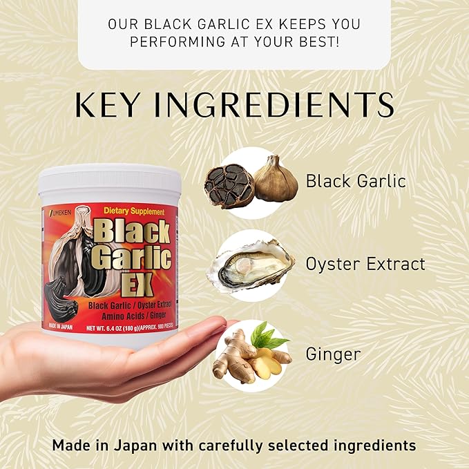 Umeken Black Garlic EX, Fermented Concentrate with Vitamin B, Allicin, Amino Acid, Fermented Black Garlic Supplement, Oyster Extract, Ginger, 4-6 Month Supply, 6.4 Ounce 180g Bottle, Pack of 2