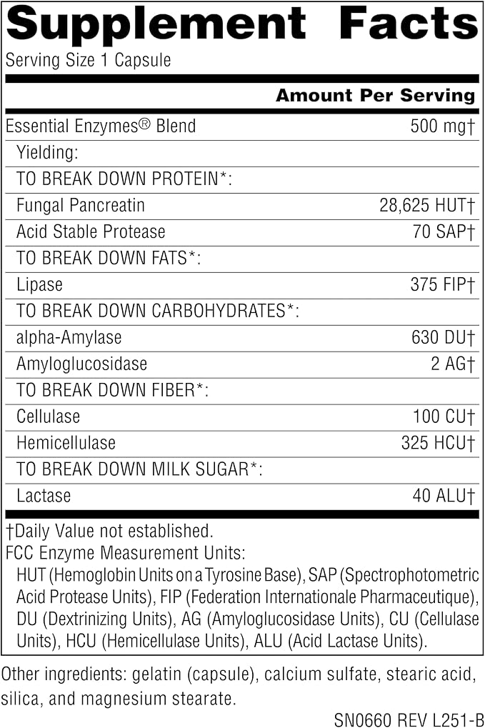 Source Naturals Essential Enzymes 500mg Bio-Aligned Multiple Supplement Herbal Defense for Digestion, Gas & Constipation Relief - Strong Immune System Support* - 120 Capsules
