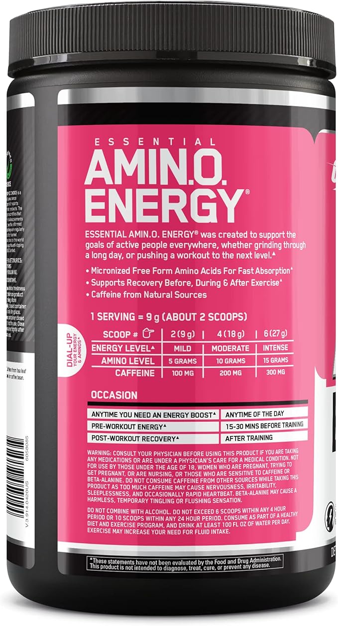 Optimum Nutrition Amino Energy-Pre Workout with Green Tea,BCAA,Amino Acids,Keto Friendly,Green Coffee Extract,Energy Powder-Juicy Strawberry Burst,9.5Ounce,30 Servings,(Pack of 6),(Packaging May Vary)