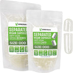 XPRS Nutra Vegan Size 000 Separated Capsules- 500 Count Premium Empty Caps Separated in Bags - Clear Empty Capsules - 000 Pills for DIY Supplement Filling