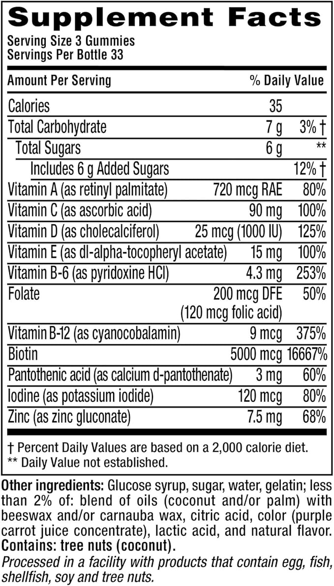 Vitafusion Gorgeous Hair, Skin Nails Multivitamin Gummy Vitamins, Plus Biotin and Antioxidant Vitamins CE, Raspberry Flavor, from America’s,100ct (33 Day Supply) (Pack of 2)