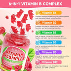 Vitamin B Complex Gummies for Women & Men - Vitamin B12, B1, B2, B3, B5, B6, B-Complex Vitamin Supplements for Energy & Immune Support, Sugar-Free/Vegan, Raspberry Flavor 120 Count