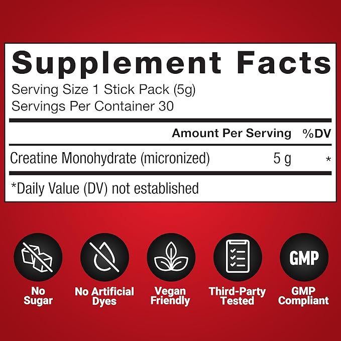 Force Factor Creatine Monohydrate, 5g Micronized Creatine Powder for Muscle Strength, Performance, Recovery and Cognitive Support, On The Go Single Serve Travel Packs, Unflavored, 30 Packets