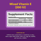 Natural Factors Mixed Vitamin E 134 mg (200 IU) - Antioxidant Supplement for Cardiovascular Support - No Artificial Ingredients - Gluten-Free, Dairy-Free & Non-GMO - 90 Softgels (90 Servings)