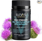 ELEVATE NUTRITION Milk Thistle - 288 mg, 80% Silymarin Extract - 120 Vegan Capsules - Dietary Health Supplement - Helps Maintain Liver Function & Digestive Comfort