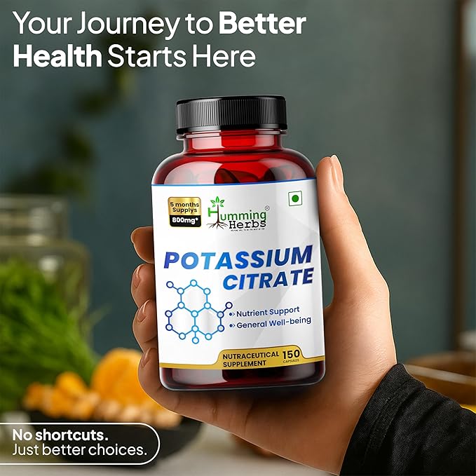 Potassium Citrate 800 mg (306 mg Elemental Potassium) – Electrolyte & pH Balance Support – Vegan, Non-GMO – 150 Capsules