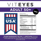 Viteyes Vision for Ages 50 Plus for Eye Health, Vision Support, Aging Eyes, Lutein, Zeaxanthin, Omega-3, Zinc, Vitamin C, Vitamins D, Vitamins E, Eye Doctor Trusted, Manufactured in The USA, 90 Ct