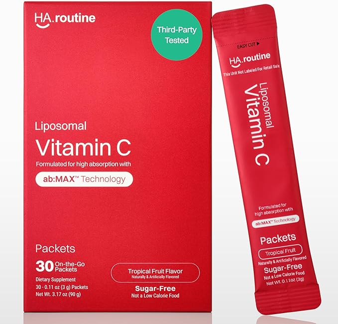 Liposomal Vitamin C Powder – High Absorption 500mg Immune Support & Antioxidant Supplement – Energy Boost – 30 On-the-Go Packets, Tropical Fruit Flavor, Sugar-Free