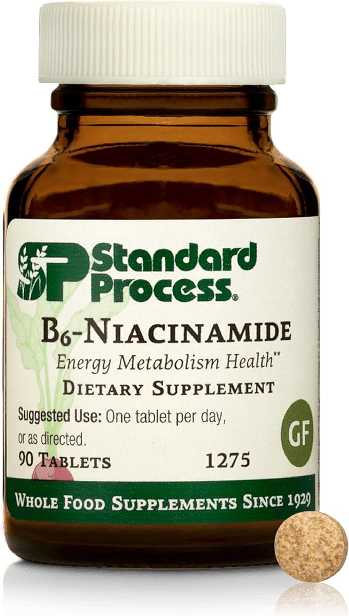 Standard Process B6-Niacinamide - Support Energy Metabolism & Heart Health - Aids Digestive & Blood Circulatory Systems - Gluten-Free, Non-Dairy & Non-Soy - 90 Tablets (90 Servings)