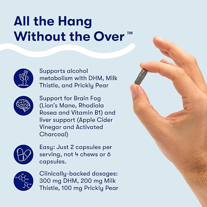 Flyby Recovery Supplement - All The Hang, Without The Over!™ - with DHM, Milk Thistle, Vitamin C, Activated Charcoal, and Apple Cider Vinegar - Pre & Post Drinking Formula (20 Count)
