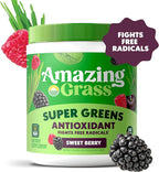 Amazing Grass Greens Blend Antioxidant: Super Greens Powder Smoothie Mix with Organic Spirulina, Beet Root Powder, Elderberry, Bilberry, Prebioitics & Probiotics, Sweet Berry, 30 Servings (Packaging May Vary)
