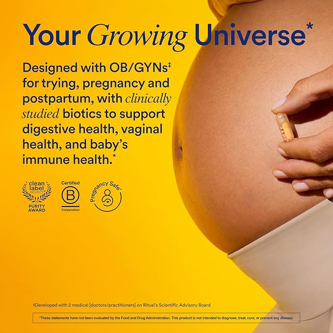 Ritual Prenatal Probiotics For Women - Support Microbiome, Gut, Digestive, Vaginal, and Baby’s Immune Health** - Natalbiotic For TTC, Pregnancy, Postpartum - Vegan - Citrus - 30 Capsules - 30 Servings
