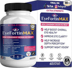 EyeFortin MAX Eye Health Supplement, 60 Capsules, Extra Strength with Lutein, Vitamins A C E B12, Bilberry Extract, 30 Day Supply (1)