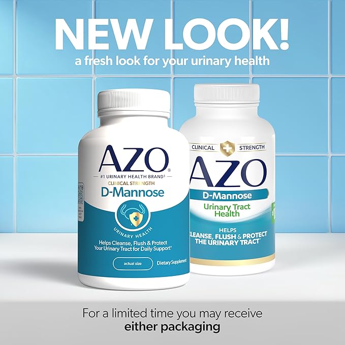 AZO D Mannose Urinary Tract Health, Cleanse, Flush & Protect The Urinary Tract, No.1 Pharmacist Recommended Brand, Clinical Strength, Non-GMO, 120 Count