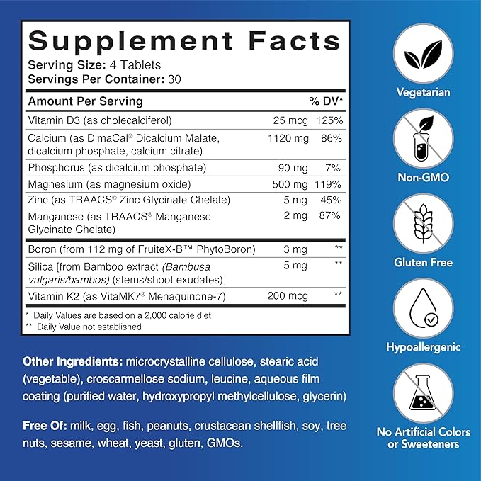 Patient One OsteoOne | Supplement to Support Bone Health and Calcium Absorption* | with Calcium, Vitamins D3 and K2 and More | 120 Tablets