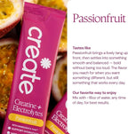 Create Creatine + Electrolytes Mix - Creatine Monohydrate Stick Packs, Supports Energy and Hydration, NSF Certified for Sport, 30 Count, Passion Fruit