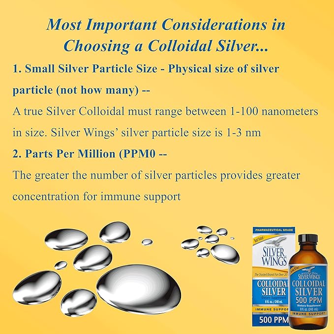 Natural Path Silver Wings Colloidal Silver 500ppm (2,500mcg) Immune Support Supplement 8 fl. oz.